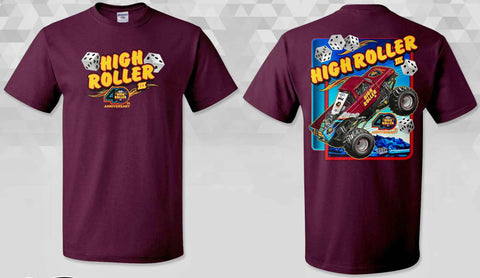 Maroon Tee Shirt High Roller III Race Truck 40th Anniversary Edition