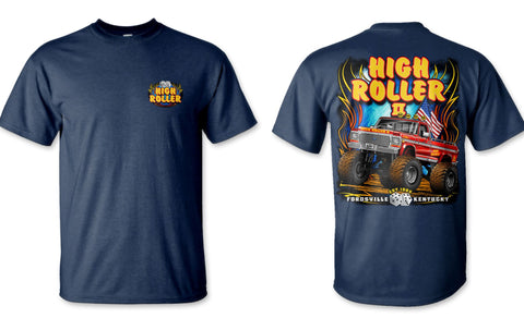 New! Heather Navy Tee Shirt High Roller Monster Truck